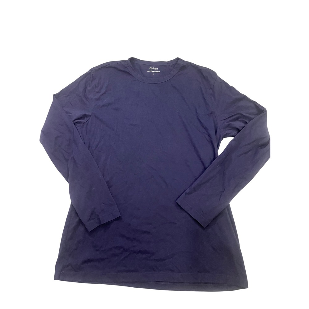 Quince Mens Luxe Touch Pima Cotton Long Sleeve Tee Deep Navy Blue L